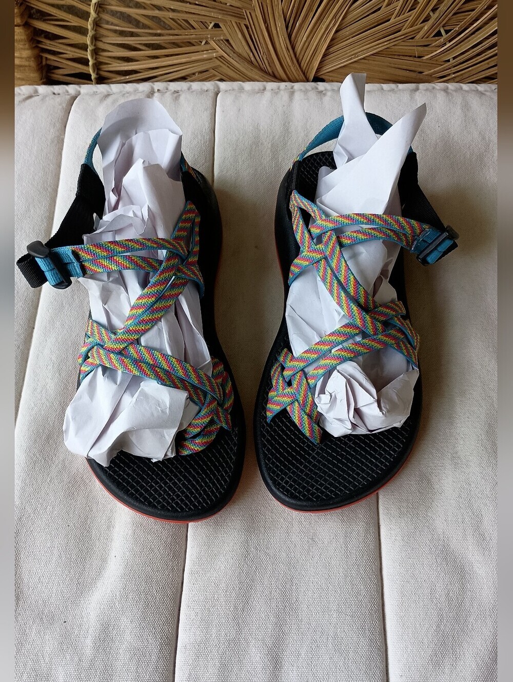 Chaco Women's Colorful Strap Sandals with Red Outsole_10